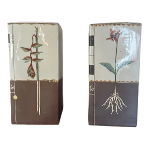 1990s Fabienne Jouvin Paris-Porcelain Vases- Set of 2