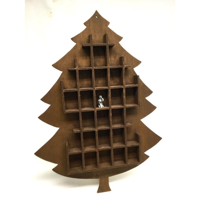 Hand Crafted Antique Wood Christmas Tree Wall Display for Miniatures For Sale In Portland, ME - Image 6 of 11