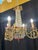 Gilt Bronze and Crystal 4-Light Chandelier with Enameled Glass Decoration, Early 20th Century For Sale - Image 9 of 12