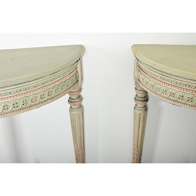 Early 20th Century French Pair of Louis XVI Style Corner Demilunes For Sale - Image 10 of 15