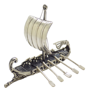 Vintage Italian Handmade Genuine Silver Ancient Vessel Viking Ship Figurine, 1980s