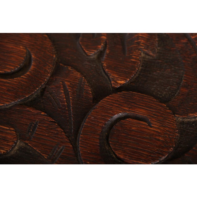 Brown Vintage Jacobean Style Carved Oak Chest For Sale - Image 8 of 16