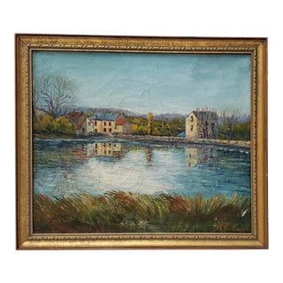 French Normandy Landscape With Houses by Guillaumin C.1948 For Sale