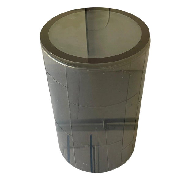 Black B&b Italia Glass Top Dining Table With Leather Wrapped Base For Sale - Image 8 of 8