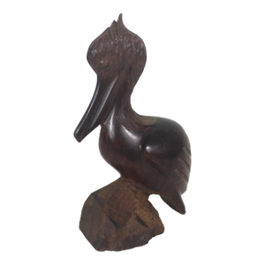 Vintage Wood Pelican Carved Exotic Ironwood Animal Figurine