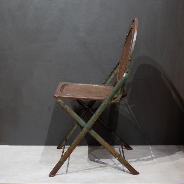 Early 20th Century Set of Four Prohibition Era Indusrial Metal Folding Chairs c.1920 For Sale - Image 5 of 18