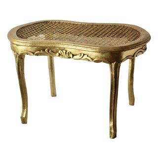 Mid 20th Century French Louis XV Style Giltwood Cane Bench For Sale
