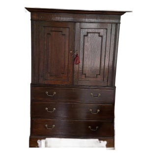 18th-Century English George II Mahogany Linen Press, C. 1750 For Sale