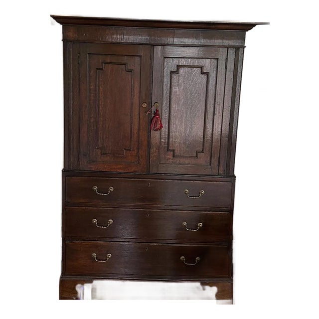 18th-Century English George II Mahogany Linen Press, C. 1750 For Sale