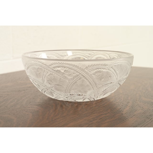 Lalique "Pinsons" Art Deco Frosted Crystal Glass Bowl For Sale In South Bend - Image 6 of 14