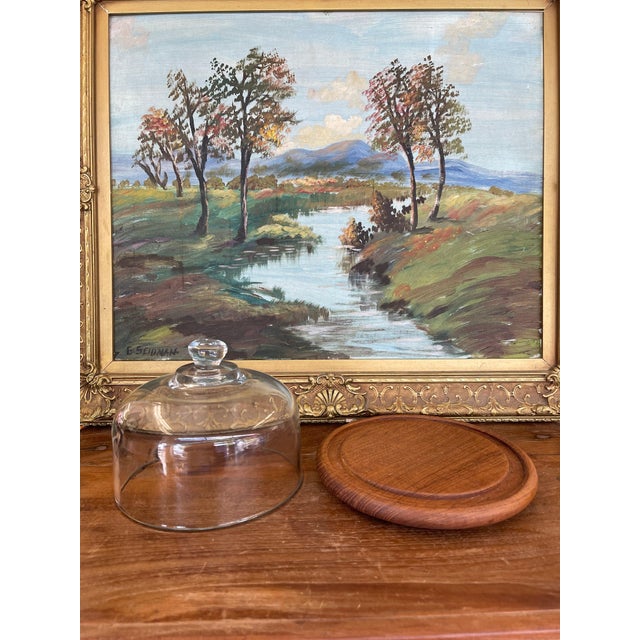 Brown Vintage Mid-Century Modern Glass and Teak Cheese Dome by Goodwood Thailand For Sale - Image 8 of 9