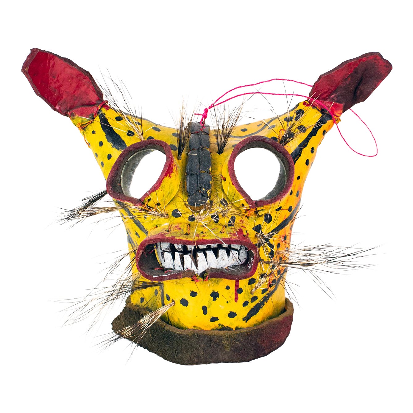 Mid 20th Century Ceremonial Leather Tiger / Jaguar Mask From Guerrero ...