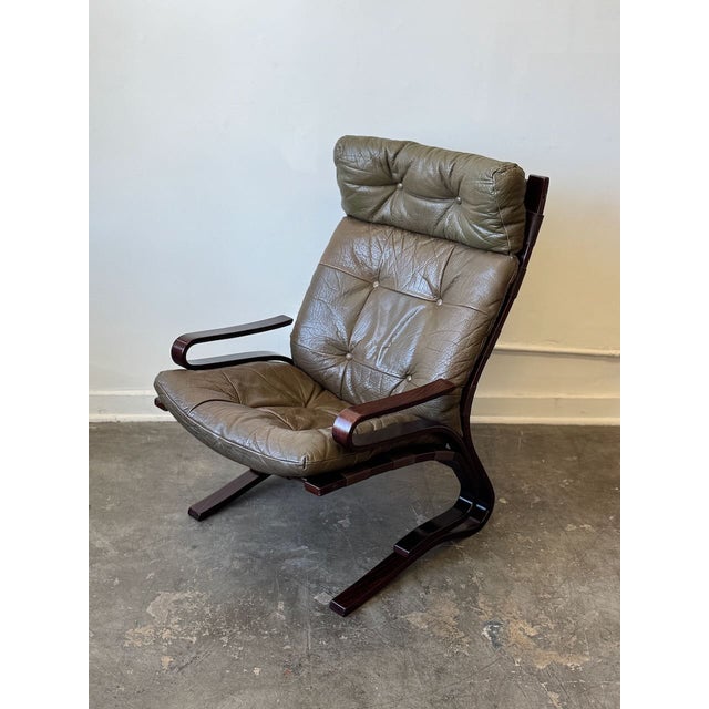 Brown 1970s Attributed to Norwegian Hove Mobler "Skyline" Lounge Chair For Sale - Image 8 of 11
