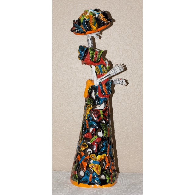 1990s Day of the Dead Ceramic Pottery Catrina Folk Art Signed Gerardo Garcia Mexico For Sale - Image 5 of 10