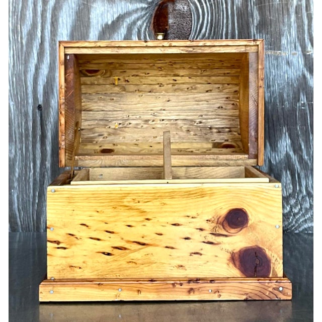 Vintage Domed Knotty Pine Storage Box For Sale - Image 4 of 9