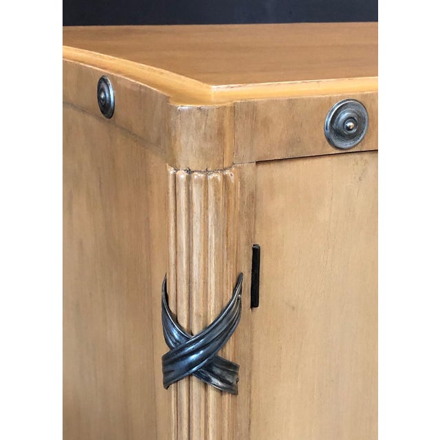 1940s French Sycamore 2-Door Cabinet With Pewter Mounts For Sale - Image 4 of 13