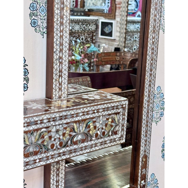 Contemporary Design Mother of Pearl Inlaid Mirror With Shelf For Sale - Image 13 of 14