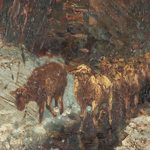 Vittorio Cajani, Winter Landscape, Oil on Panel, Framed For Sale - Image 4 of 9