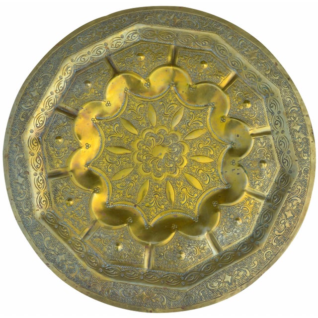 Moroccan Brass Tray W/ Engravings For Sale In New York - Image 6 of 6