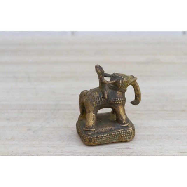 Vintage Small Ceremonial Aged Brass Elephant Figure For Sale - Image 4 of 8