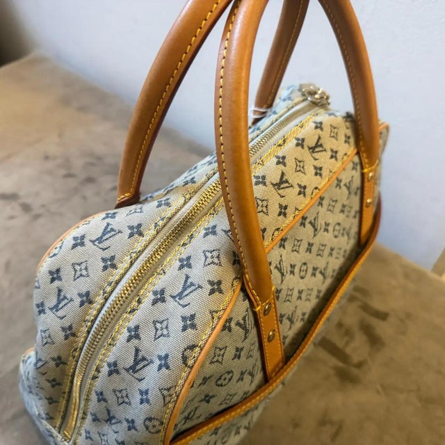 2001 Louis Vuitton Marie Navy Blue Monogram Canvas and Leather Hand Bag For Sale - Image 18 of 18