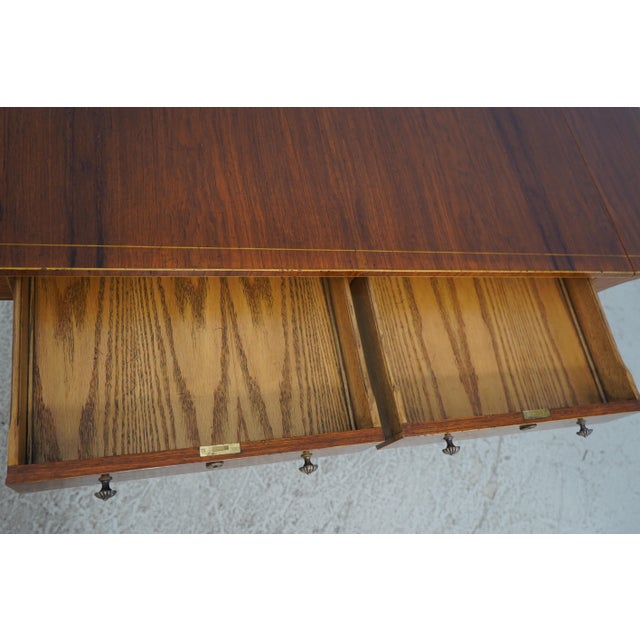 1990s Rosewood Vintage Bench Made Regency Style Dropleaf Library Table For Sale - Image 4 of 18