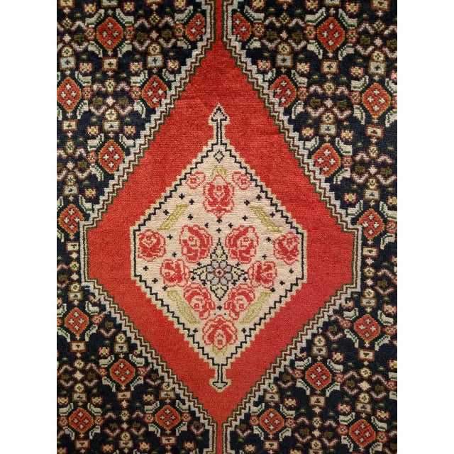 Vintage Persian Bidjar Runner, Hand-Knotted Wool, Geometric Pattern, Navy & Red, 3x10 For Sale - Image 14 of 15