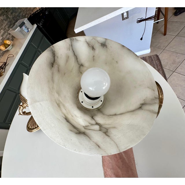 Pair Brass Alabaster Sunburst Wall Sconces For Sale - Image 12 of 18