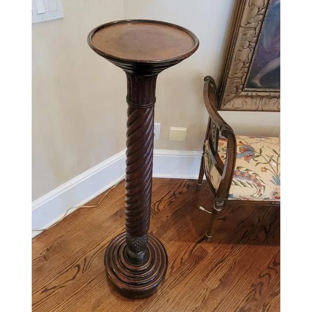 American Antique Mahogany Pedestal Stand With Pineapple Base For Sale - Image 3 of 9