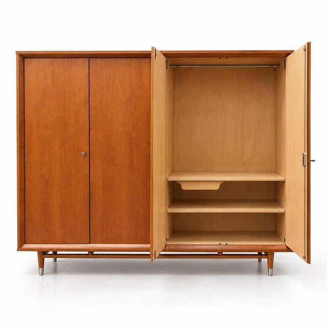 Mid 20th Century Large Mid-Century Teak Wardrobe, 1950s For Sale - Image 5 of 7