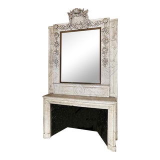 Antique Marble Mantel Carved Italian Marble Beaux-Arts Style For Sale