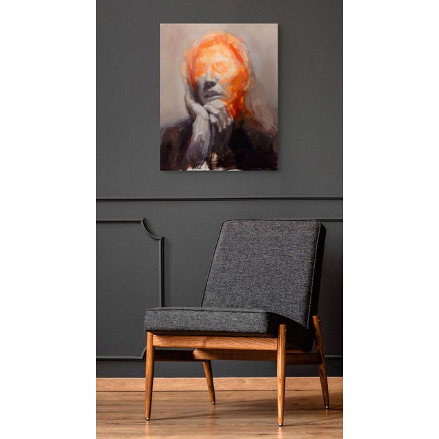 Early 21st Century Euphoria by Josh Sorrell | Oil on Panel Abstract portrait of a person with an obscured face. For Sale - Image 5 of 5