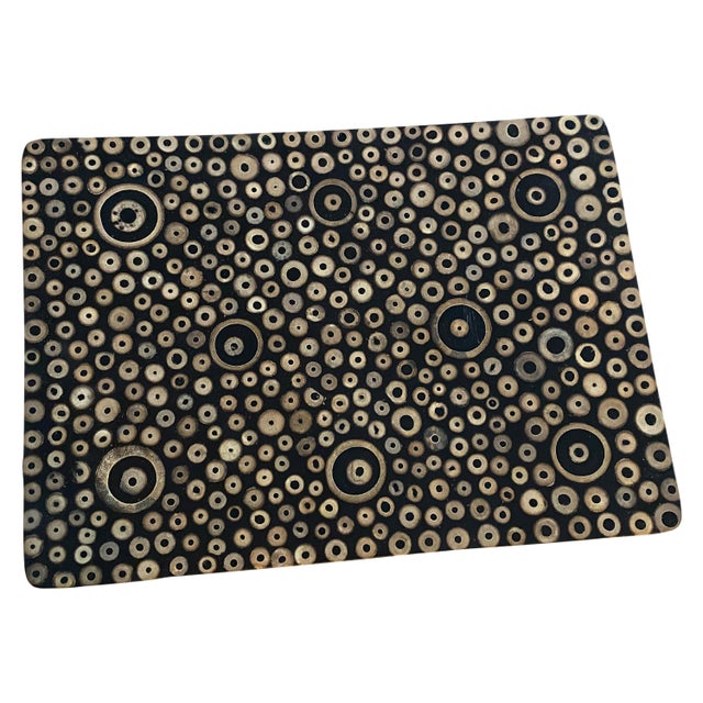 Espresso resin with sliced bamboo inlaid placemats. Unique fusion of modern and natural elements. Each natural bamboo...