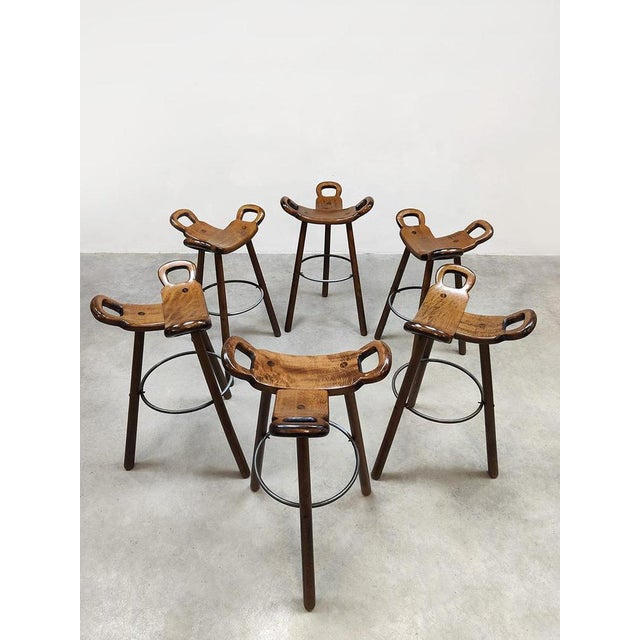 Mid-Century Spanish Bar Stools, 1960s, Set of 6 For Sale - Image 4 of 6