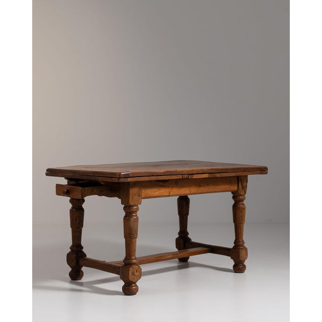 20th Century France Weathered Honey Oak Oak Drop-Leaf Farmhouse Table For Sale - Image 11 of 11