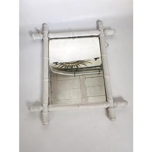 White Bamboo Mirror, France, 1930s For Sale - Image 9 of 13