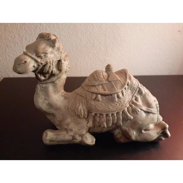 Contemporary 1980s Textured Stoneware Sitting Camel Figurine For Sale - Image 3 of 6