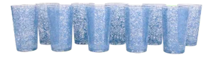 1950's Powder Blue Spaghetti String Glasses, Set of 10