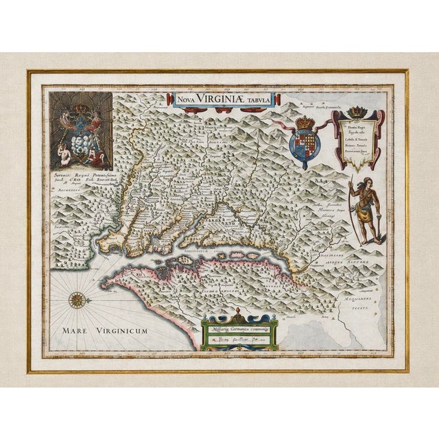 Willem Blaeu’s historic, original 1635 Nova Virginiae Tabula is one of the most important and influential early maps of...