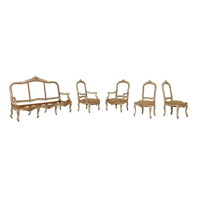 French Louis XV Suite in Carved Wood, Set of 5 For Sale