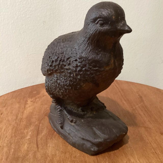 English Vintage Heavy Rusted Cast Iron Quail Sculpture For Sale - Image 3 of 12