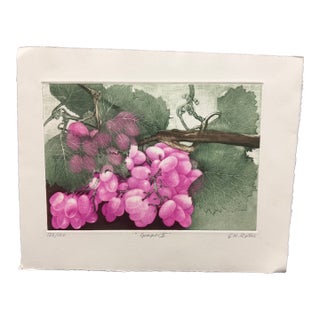 G H Rothe Grapes II Art Original Mezzotint Etching, Mint Condition For Sale