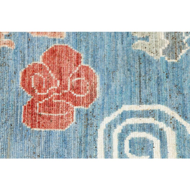 Contemporary Oriental Mythological Dragon Rug - Sky Blue & Terracotta Wool 8x10 For Sale - Image 11 of 11