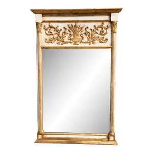 Vintage Neoclassical Style Giltwood Trumeau Mirror