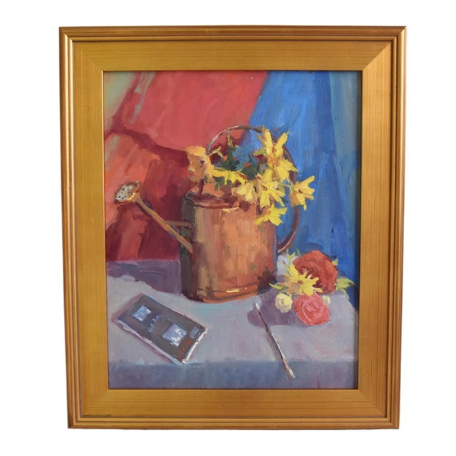 Silvio Silvestri, Listed Artist Bouquet Floral Flowers Oil Painting Including the Antiqued Gold Wood Frame For Sale - Image 9 of 11