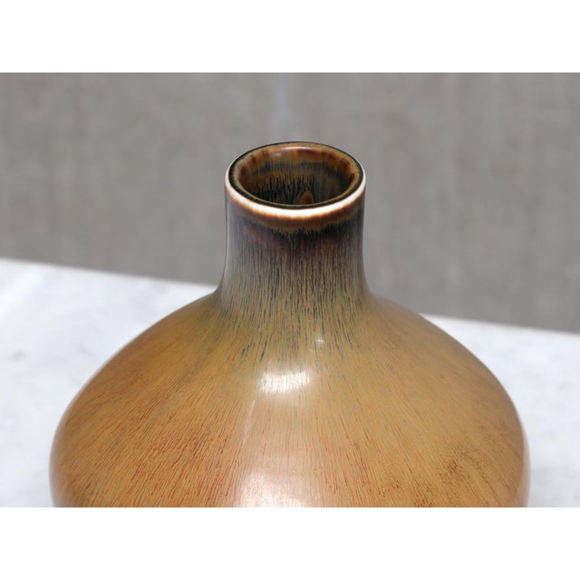 Vintage Glazed Ceramic Vase in Harfur Glaze by Carl-Harry Stålhane for Rörstrand, Rörstrand, 1950s For Sale - Image 6 of 9