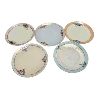 Vintage Collection of French Floral Dessert Dishes - Set of Five For Sale
