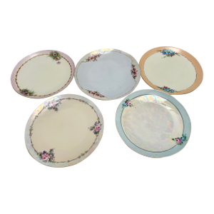 Vintage Collection of French Floral Dessert Dishes - Set of Five