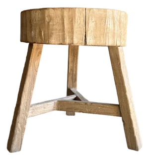 Vintage Elm Wood Chop Block Table #T27