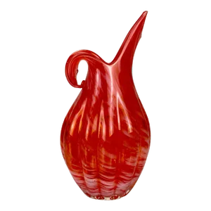 Mid-Century Atomic Tangerine Blown Art Glass Ewer Creamer Pitcher